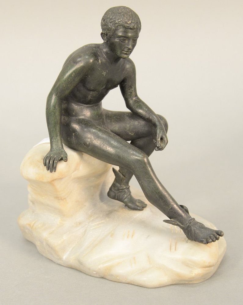 Appraisal: Bronze figure of a nude man with winged sandals a