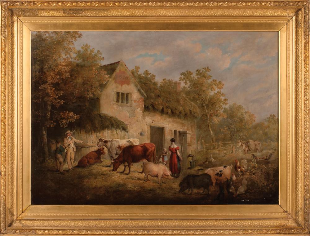 Appraisal: Manner of George Morland British - Barnyard Scene oil on