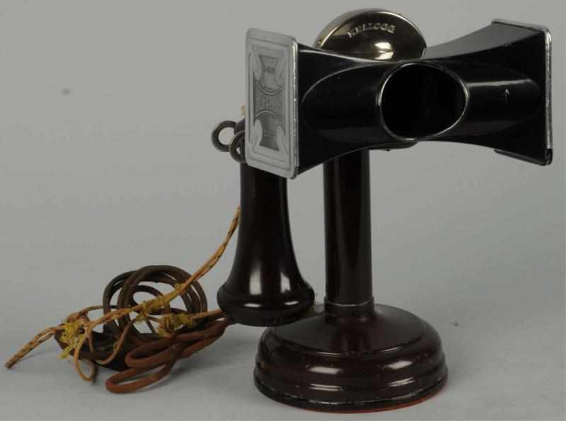 Appraisal: Brown Kellogg Stick Telephone with Hush-A-Phone Circa brown with nickel