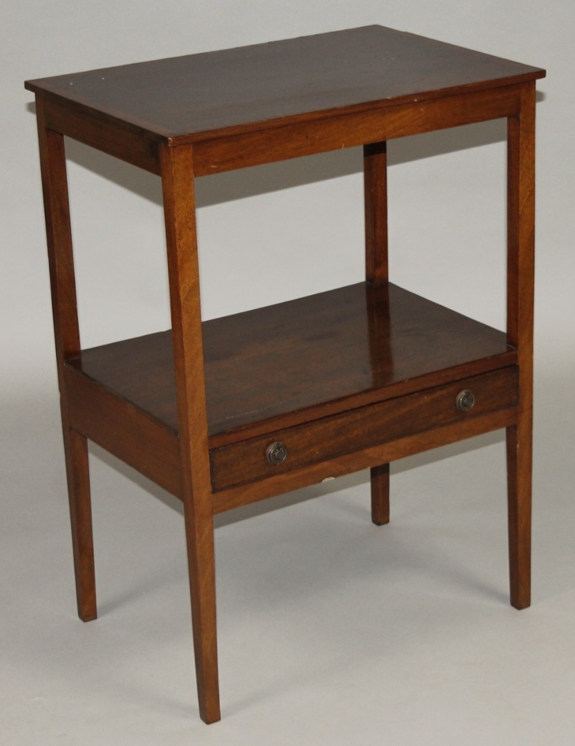 Appraisal: A thC mahogany side table the rectangular overhanging top with