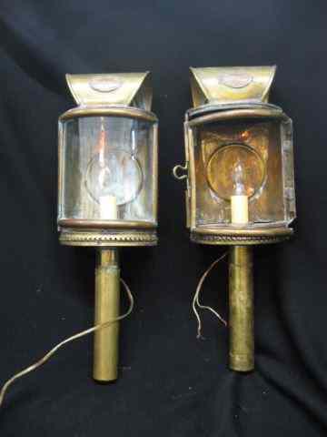 Appraisal: Pair of Brass Carriage Lamps converted to electric as found