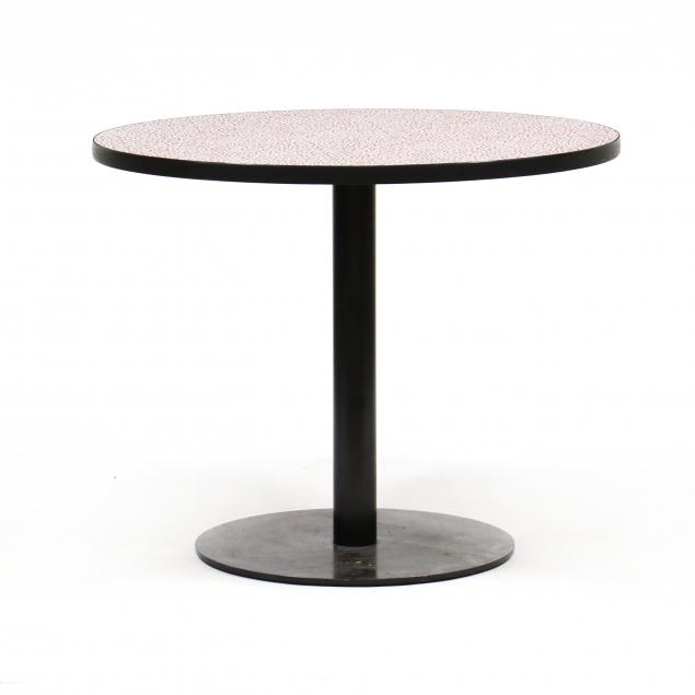 Appraisal: ETOIRE SOTTSASS LAMINATE TOP TABLE Circa circular red white patterned