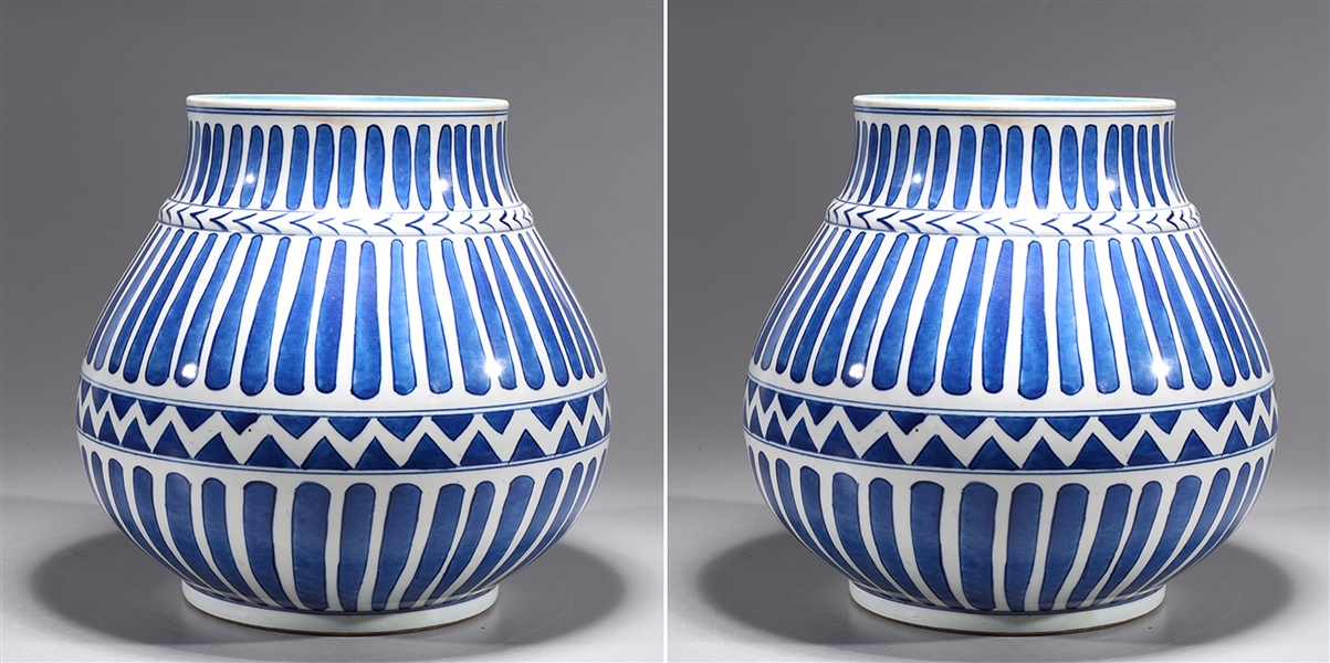 Appraisal: Two Chinese blue and white porcelain vases with allover designs