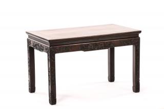 Appraisal: Chinese Carved Mahogany Kang Table Chinese late th century A