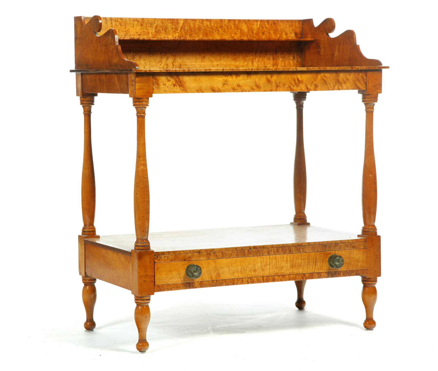 Appraisal: SHERATON BIRD'S-EYE MAPLE WASHSTAND American st half- th century Boldly