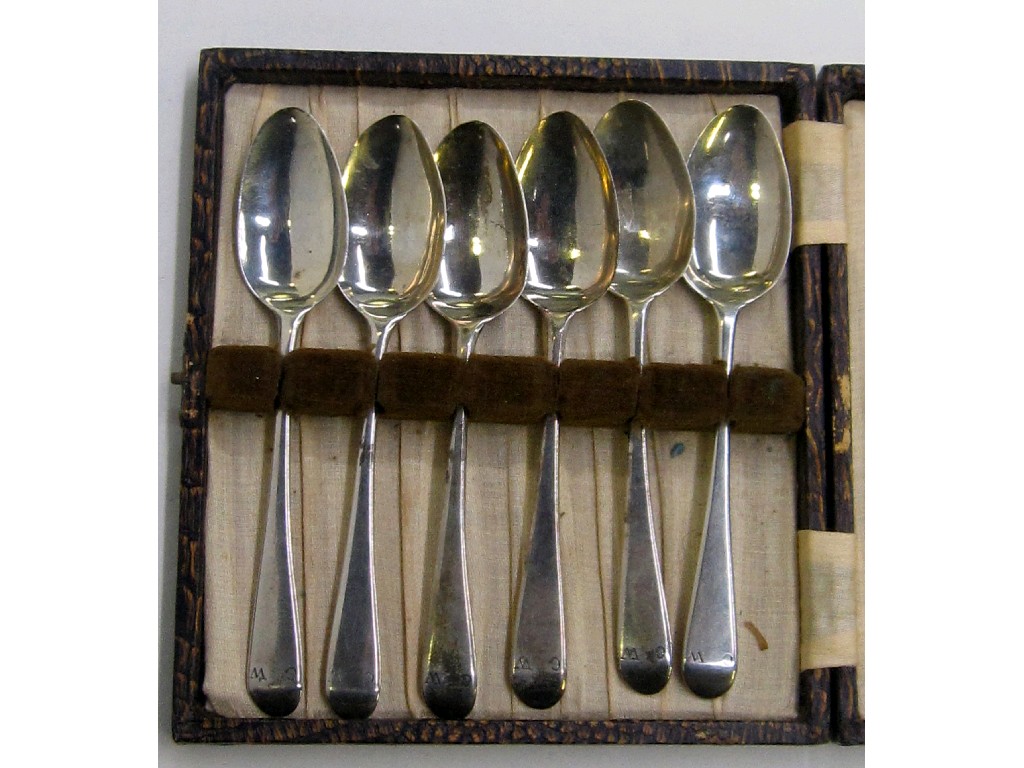 Appraisal: Cased set of six George III silver spoons London