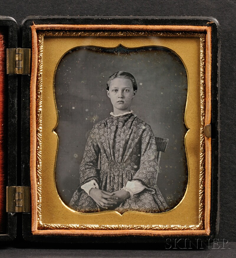 Appraisal: Sixth Plate Daguerreotype Portrait of a Seated Young Girl in