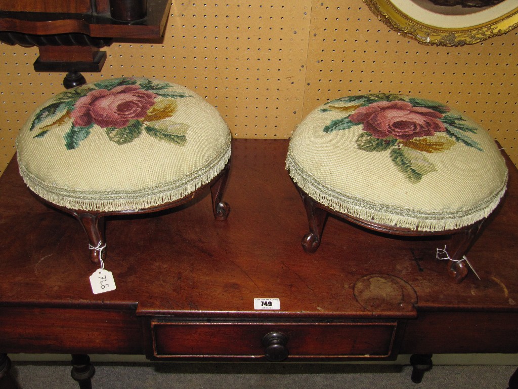 Appraisal: Pair of upholstered stools