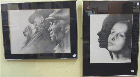 Appraisal: CRUZ JUAN MODERN - TWO DRAWINGS Two men in profile