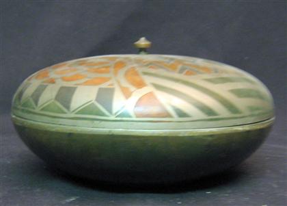 Appraisal: Mixed metal covered bowl Of circular form with a domed