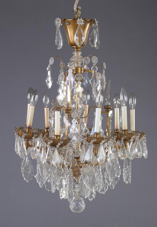 Appraisal: LOUIS XVI STYLE NINE-LIGHT CHANDELIER early th century brass and