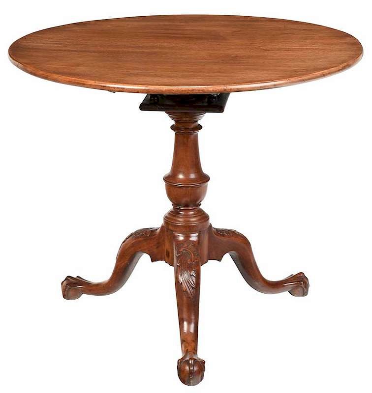 Appraisal: Fine American Chippendale Carved Mahogany Tea Table attributed to New