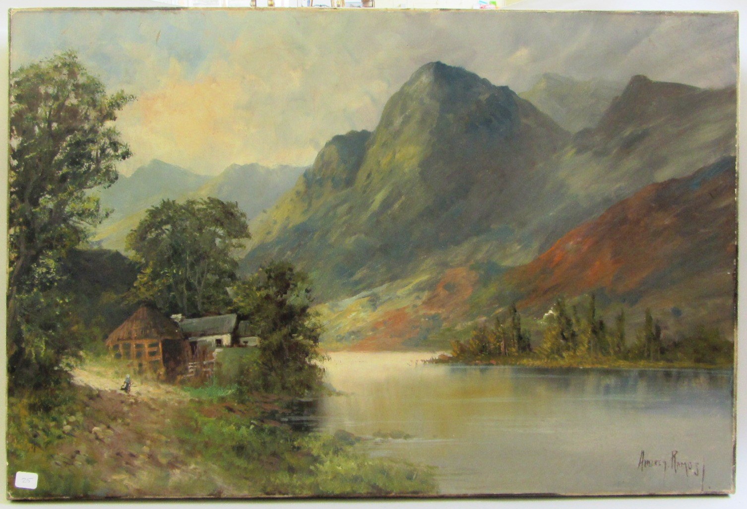 Appraisal: Aubrey Ramus th th century Highland loch scene oil on