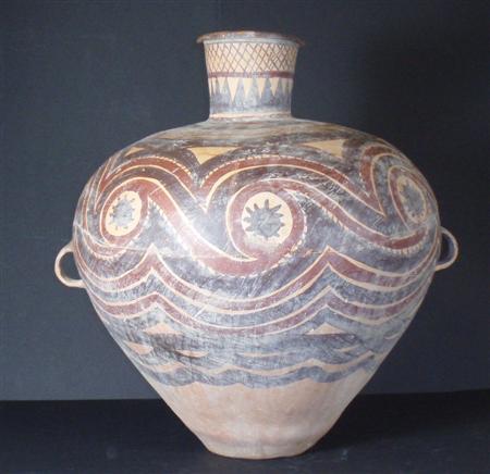 Appraisal: A large pre-Columbian terracotta pot of ovoid tapering form and