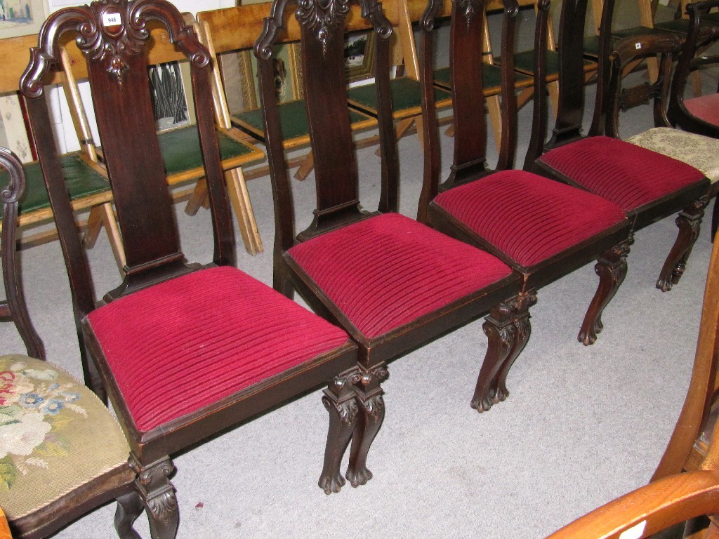 Appraisal: Set of four high splatback dining chairs