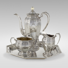 Appraisal: Wm B Durgin Co THREE-PIECE COFFEE SERVICE WITH TRAY Grogan