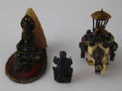 Appraisal: Three Indian carvings including a carved gem stone miniature of