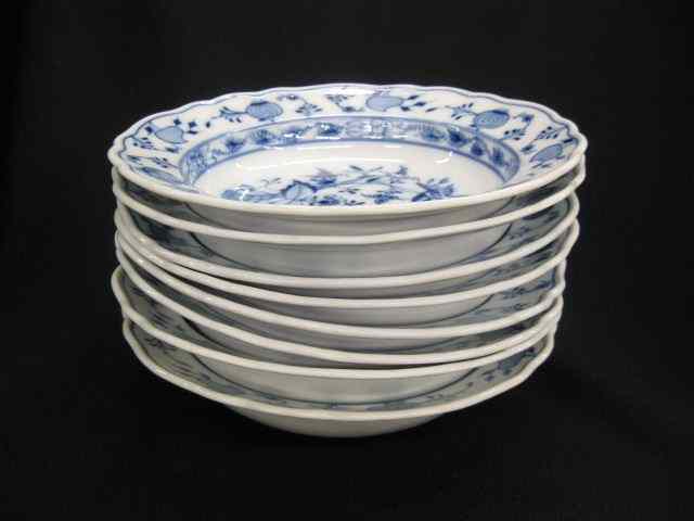 Appraisal: Meissen Blue Onion Porcelain Soup Bowls '' excellent