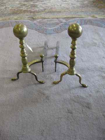 Appraisal: Victorian Brass ''Cannon Ball'' Andirons