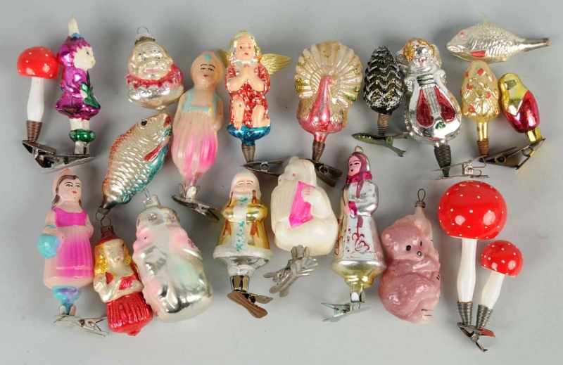 Appraisal: Lot of German Russian Christmas Ornaments Description Includes clip-ons and