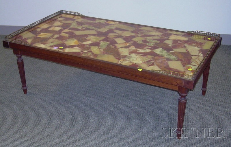 Appraisal: Neoclassical-style Specimen Marble-inset Mahogany Coffee Table ht lg in