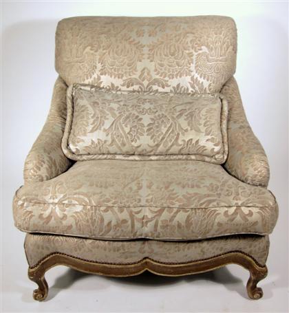 Appraisal: Pair of Venetian style walnut and upholstered arm chairsThe stuffed