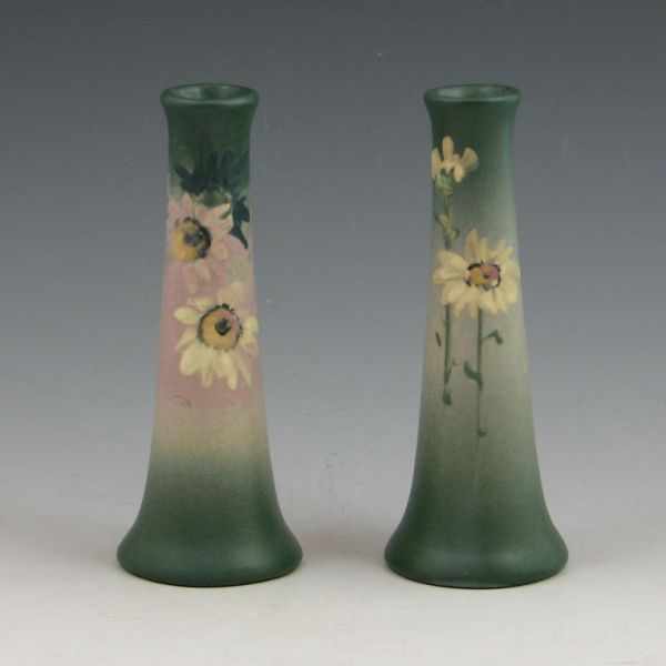 Appraisal: Two Weller Hudson cabinet vases both with floral decoration The