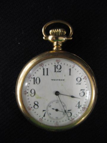 Appraisal: Waltham Pocketwatch gold-filled open face jewels mm working