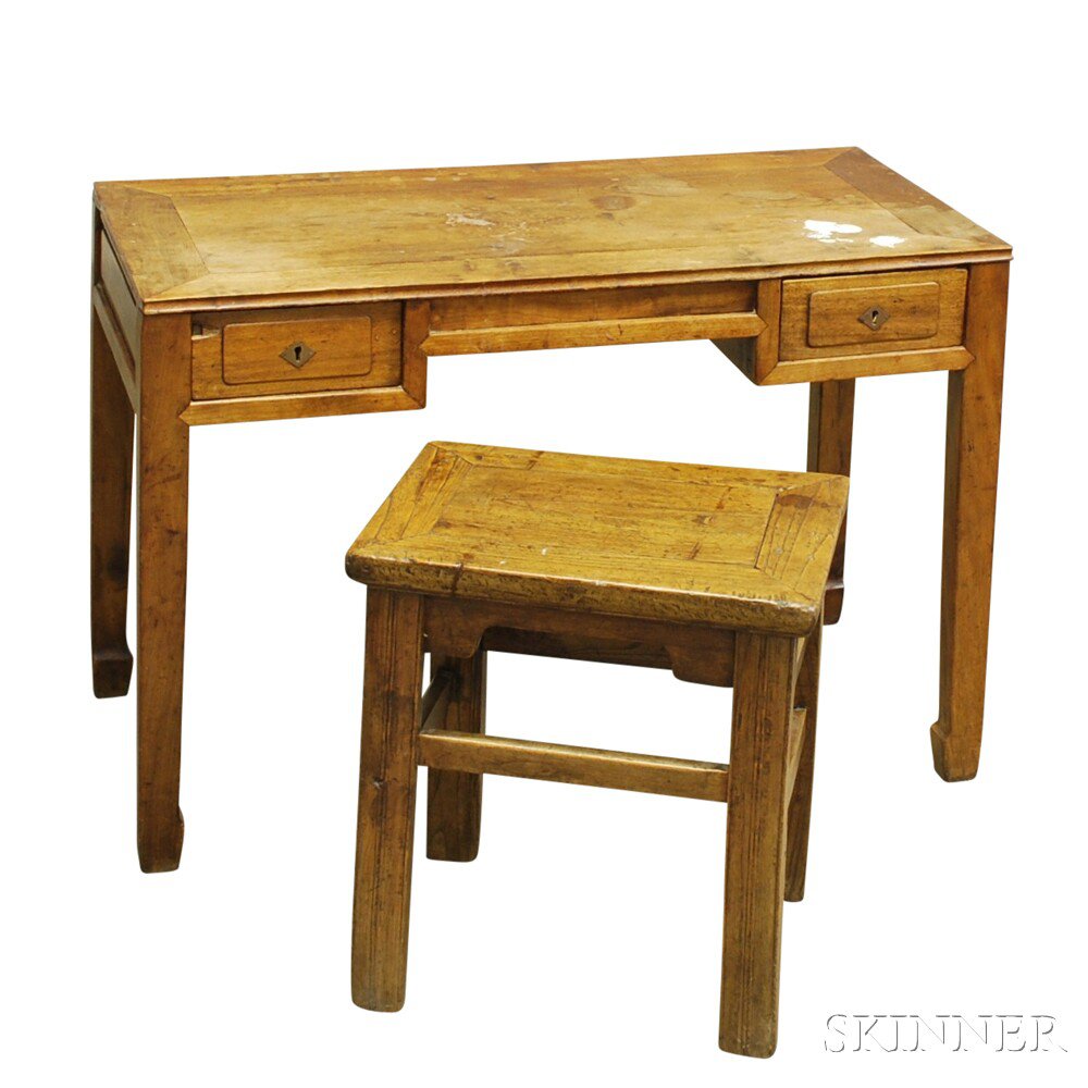 Appraisal: Child's Desk with Drawers China rectangular supported on hoof feet