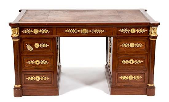 Appraisal: An French Empire Style Gilt Bronze Mounted Mahogany Pedestal Desk