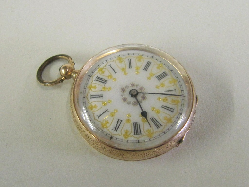 Appraisal: Fourteen carat gold cased fob watch