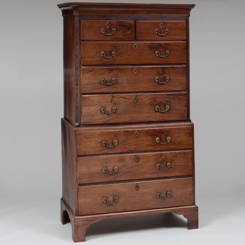 Appraisal: George III Mahogany Chest on Chest In two parts ft