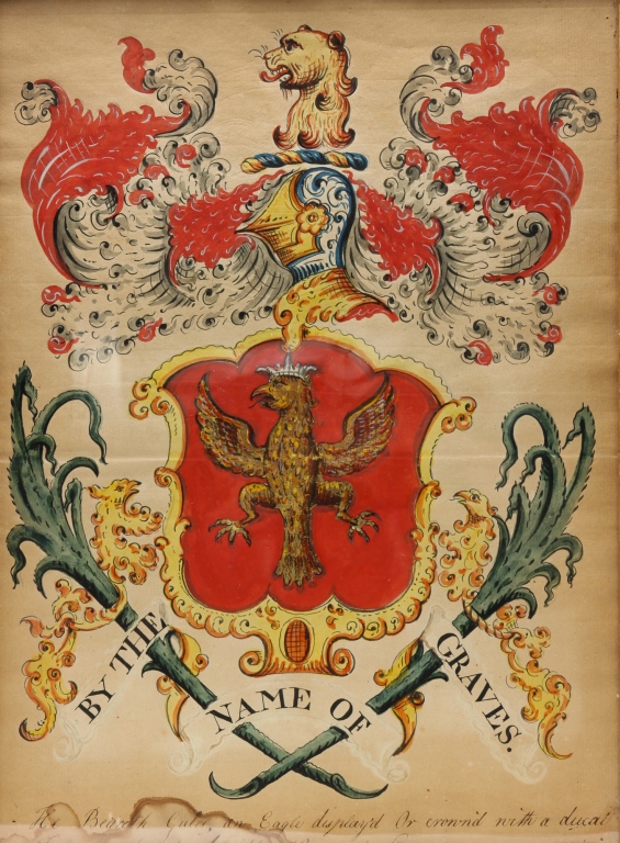 Appraisal: ENGLISH FAMILY COAT OF ARMS Mid th century gouache and