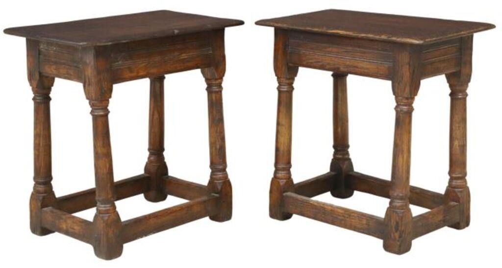 Appraisal: pair English oak taborets stools mid th c rectangular top