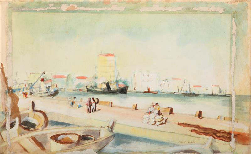 Appraisal: EGON ADLER - - THE PORT VILLAGE ROAD Two watercolors