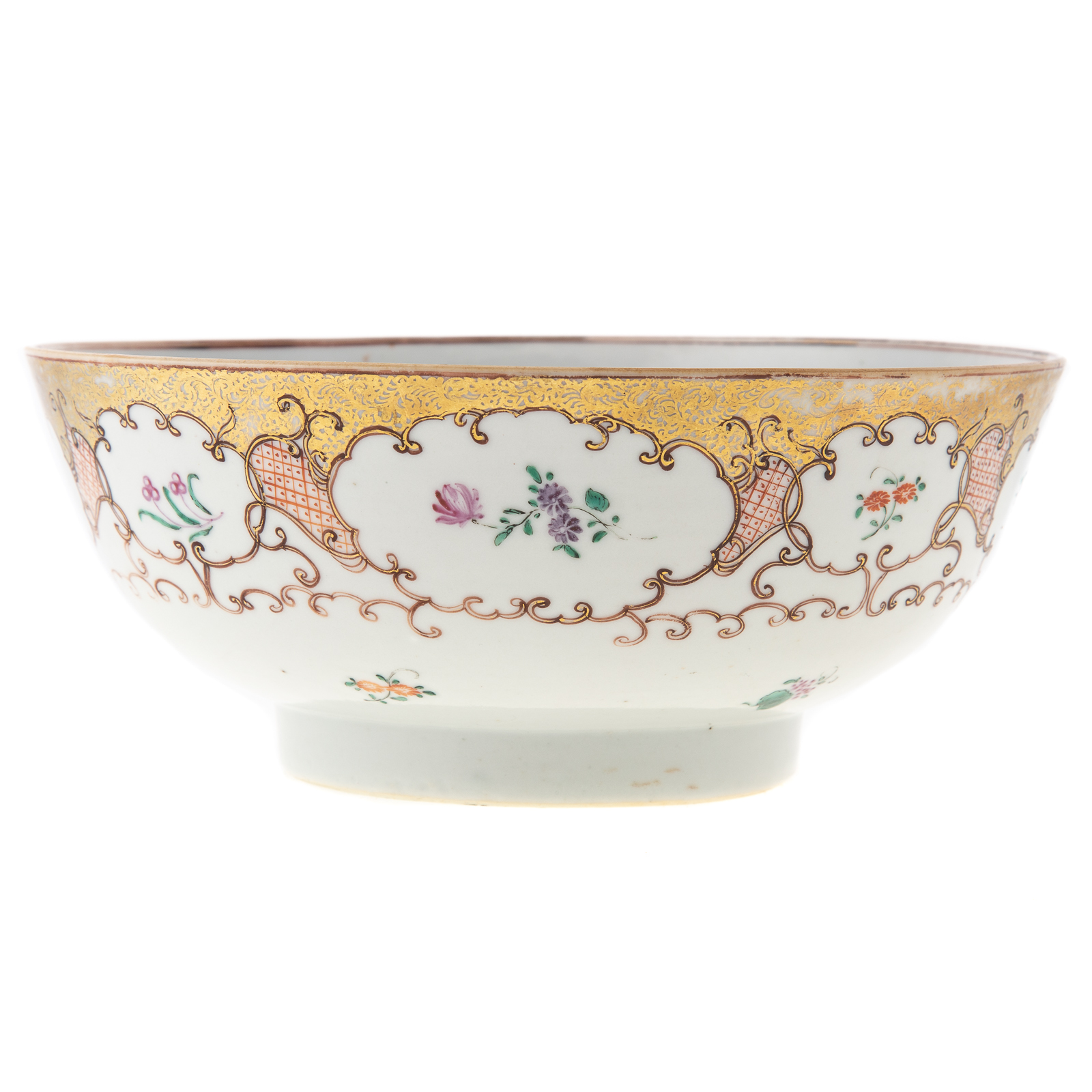 Appraisal: CHINESE EXPORT FOOTED BOWL Circa polychrome floral decoration with extensive