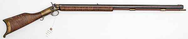 Appraisal: Half-Stock Percussion Rifle by Mowry cal octagonal barrel Brass frame