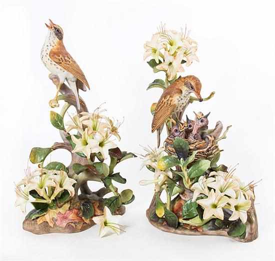 Appraisal: Pair Boehm porcelain Wood Thrushes marked on underside B H