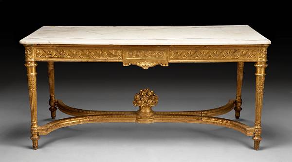 Appraisal: A Louis XVI style giltwood table de milieu late th