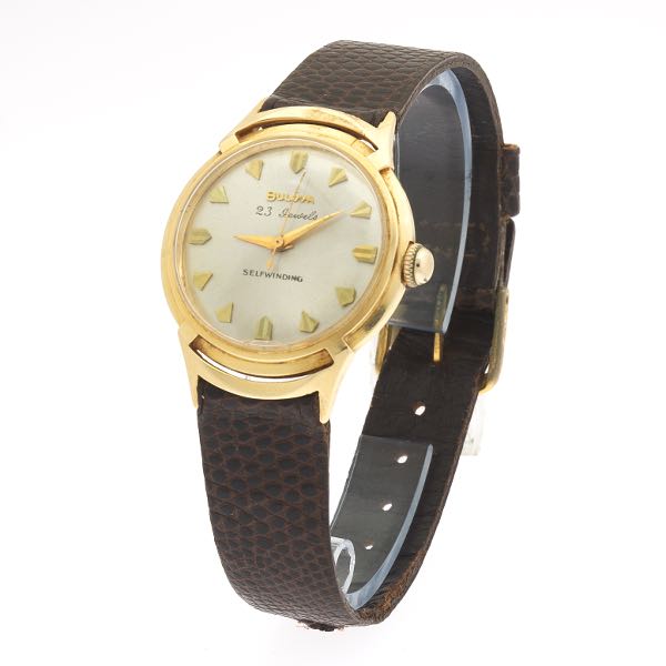 Appraisal: K GOLD VINTAGE BULOVA JEWEL AUTOMATIC WATCH mm k gold