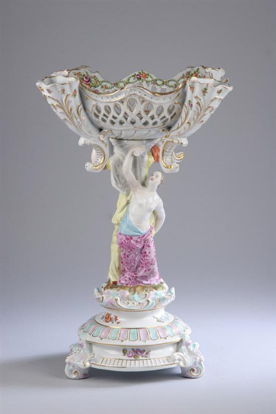 Appraisal: CONTINENTAL PORCELAIN FIGURAL CENTERPIECE late th-early th century Circular base