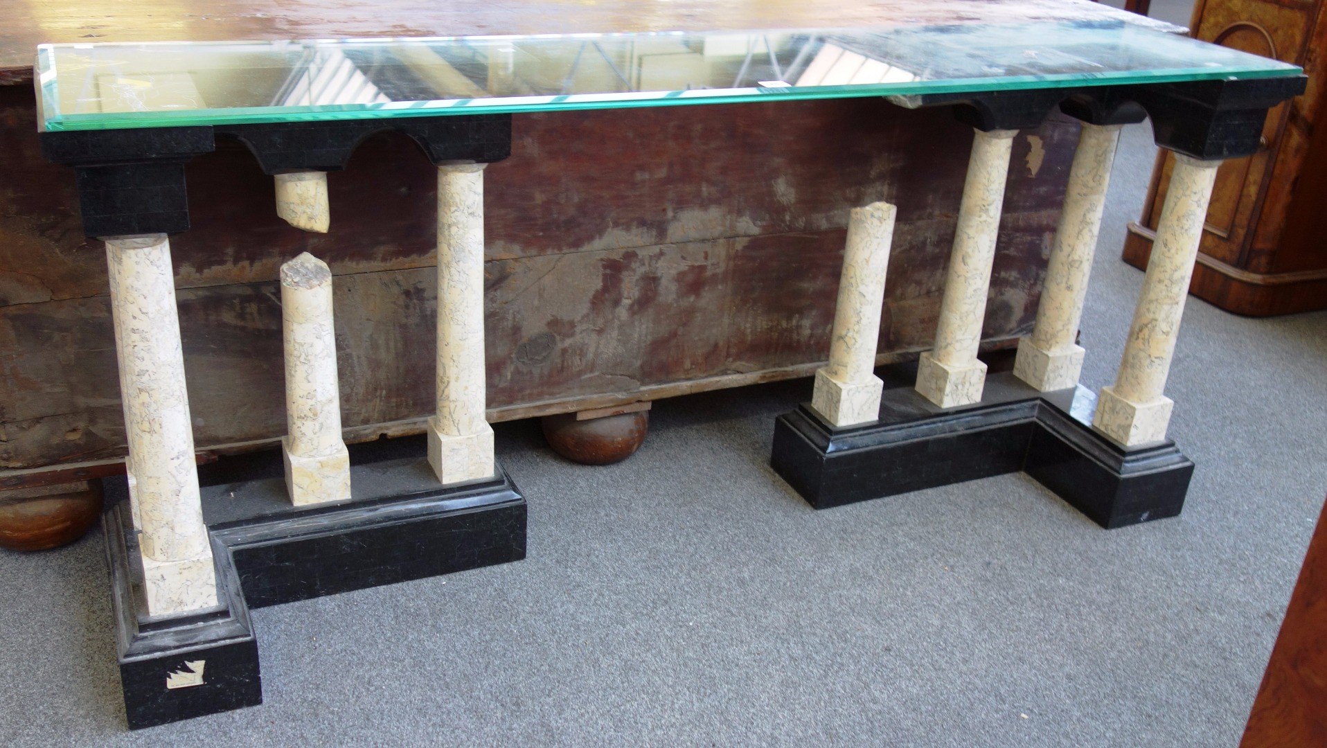 Appraisal: A th century 'Grand Tour' console table the rectangular bevelled