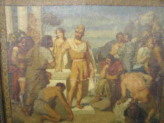 Appraisal: Rome School Oil Classical figures image area x