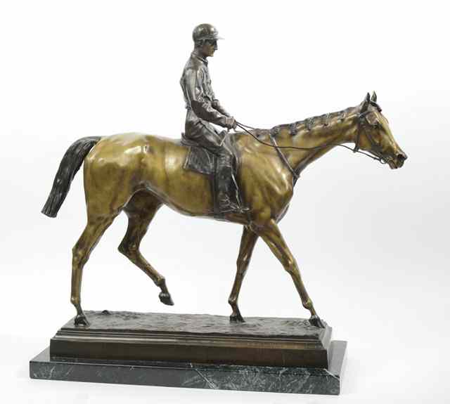 Appraisal: AFTER ISIDORE BONHEUR BRONZE SCULPTURE French - ''Jockey sur sa