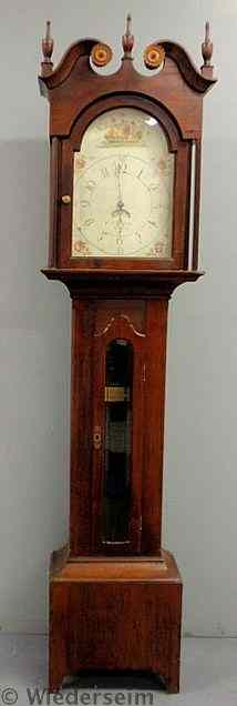 Appraisal: Pennsylvania walnut tall case clock the dial signed D H