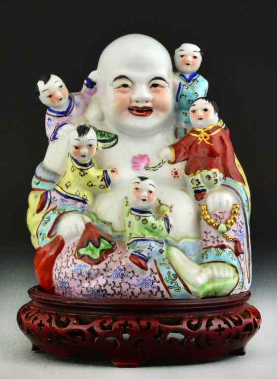 Appraisal: Chinese Famille Rose porcelain BuddhaFinely enameled and painted to depict