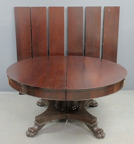 Appraisal: - Large Empire mahogany banquet table with six extra leaves