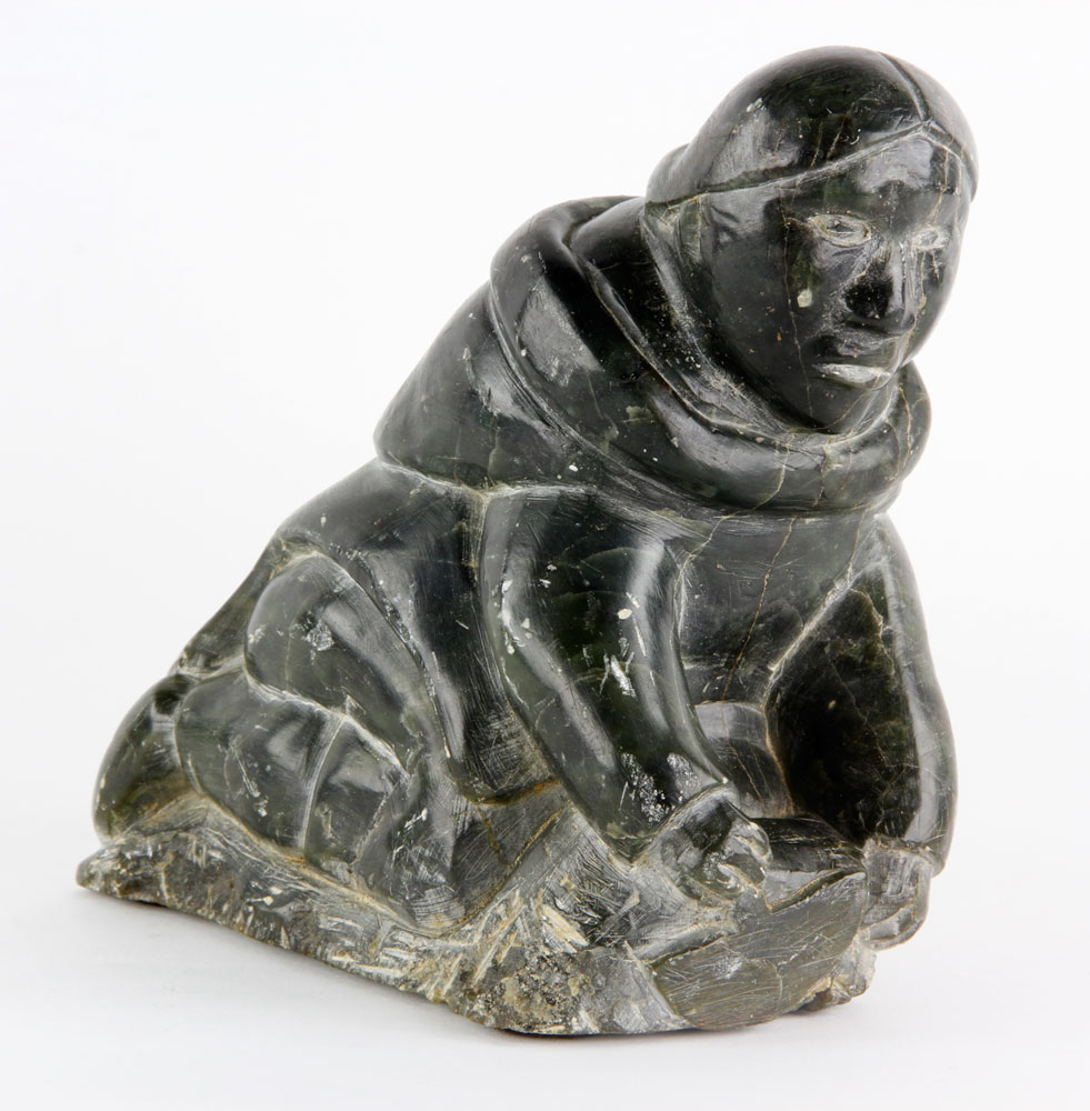 Appraisal: - Inuit Stone Carving Inuit carving of a woman kneeling