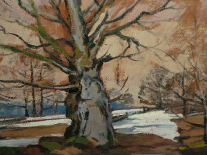 Appraisal: European School th century- Winter landscape oil on board signed