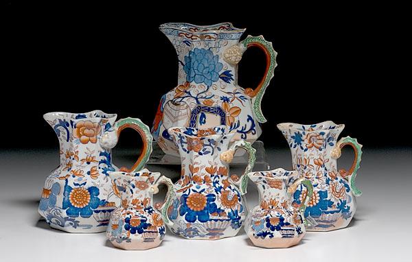 Appraisal: SIX MASON'S JAPAN PATTERN HYDRA JUGS English ca - Octagonal